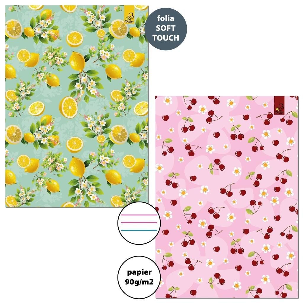 Bee-bee Zeszyt A432k 3-linie kolor 90g Owoce (6szt)