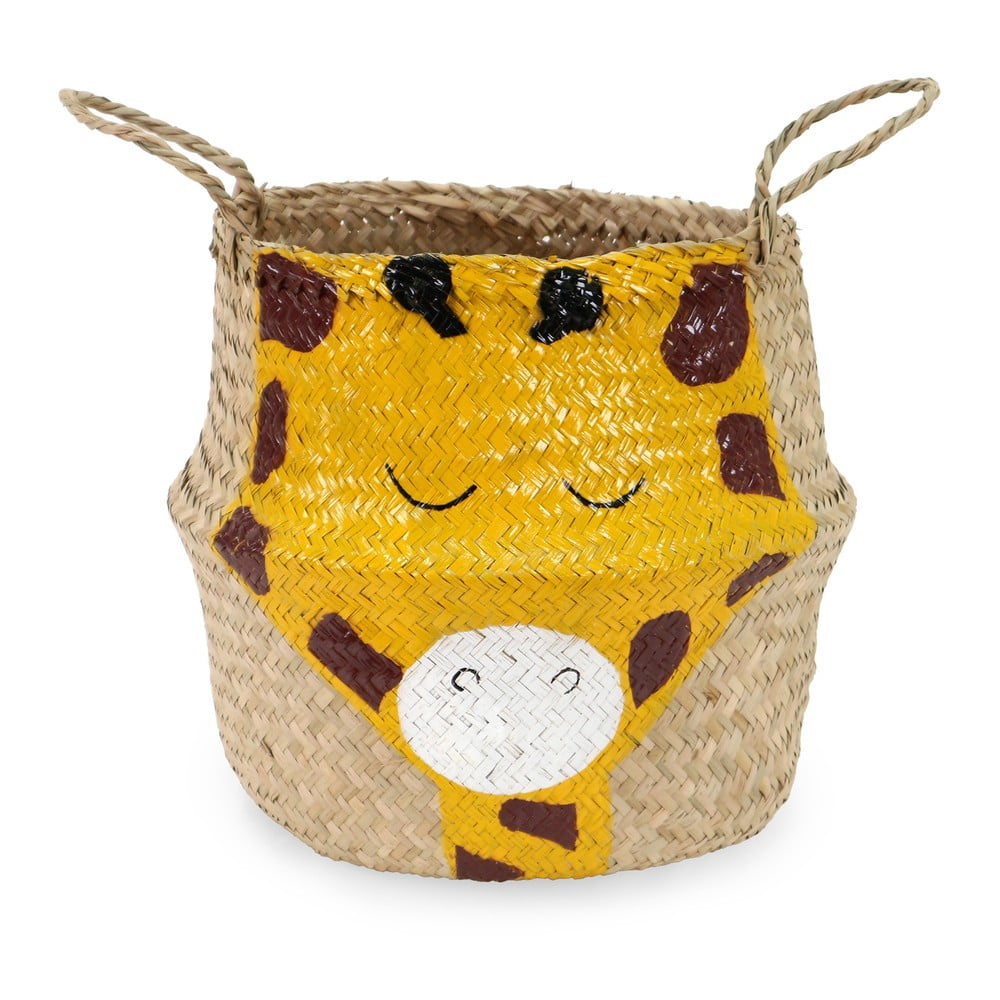 Żółto-naturalny dziecięcy kosz na zabawki z trawy morskiej ø 30x28 cm Giraffe – Compactor