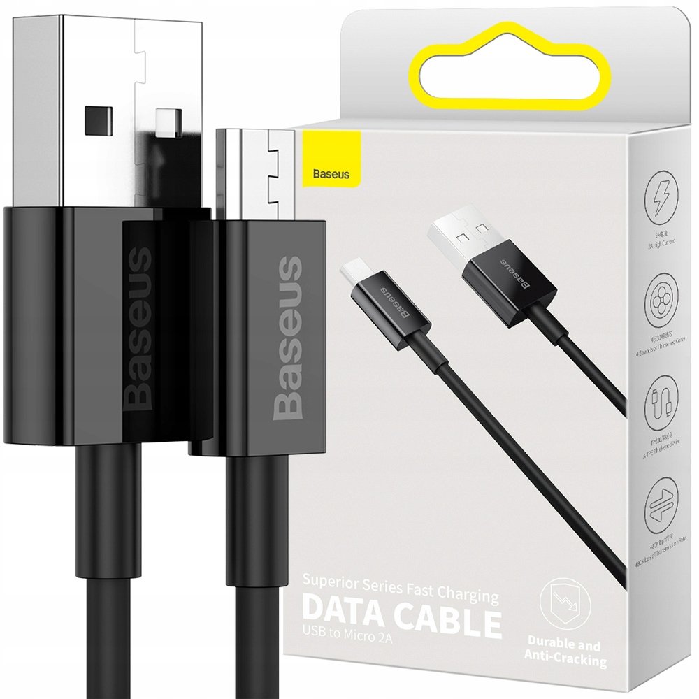 BASEUS SUPERIOR KABEL PRZEWÓD ŁADUJĄCY MICRO USB MOCNY DŁUGI 2A 2M 200CM