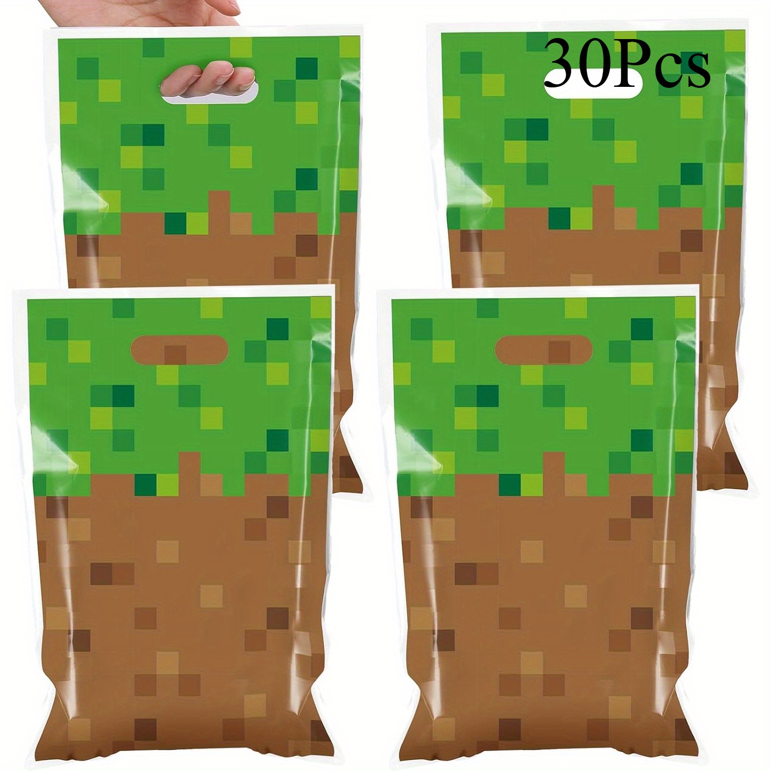 TEMU 30/50/60szt. Torby Prezentowe Pixel, Plastikowe Torby na Prezenty z Motywem Pixelowym, Torby na Urodzinowy Przyjęcie dla Graczy, Dekoracje na