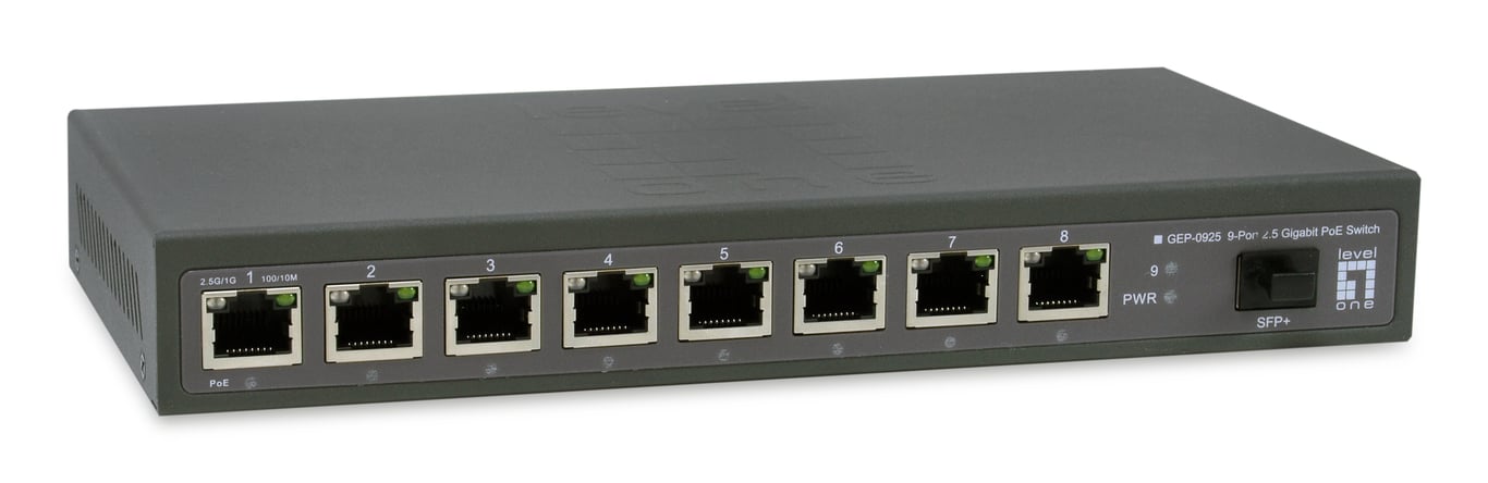 LevelOne GEP-0925 łącza sieciowe Nie zarządzany 2.5G Ethernet (100/1000/2500) Obsługa PoE Czarny GEP-0925