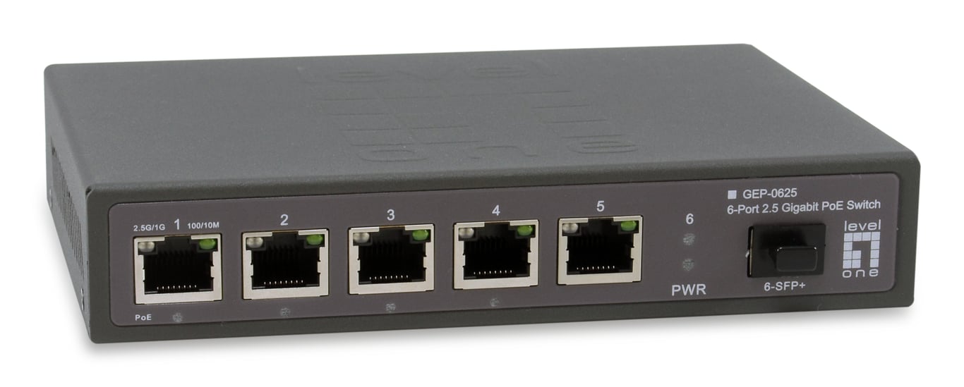 LevelOne GEP-0625 łącza sieciowe Nie zarządzany 2.5G Ethernet (100/1000/2500) Obsługa PoE Czarny GEP-0625