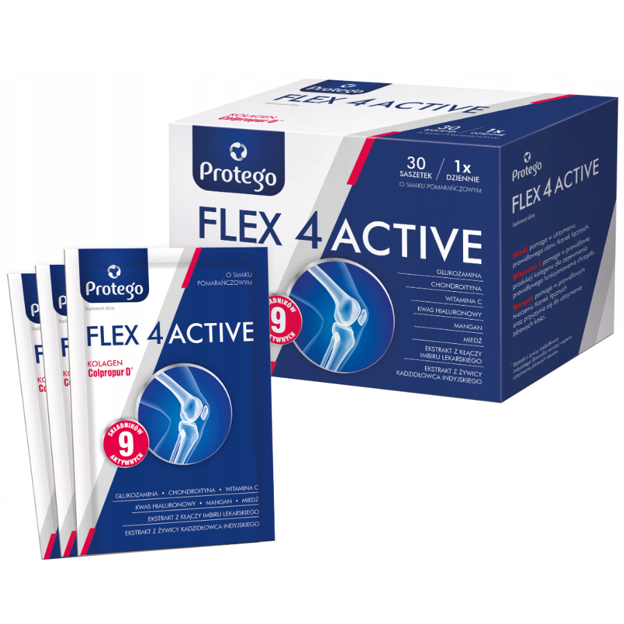 Protego Flex 4 Active, smak pomarańczowy, 30 saszetek