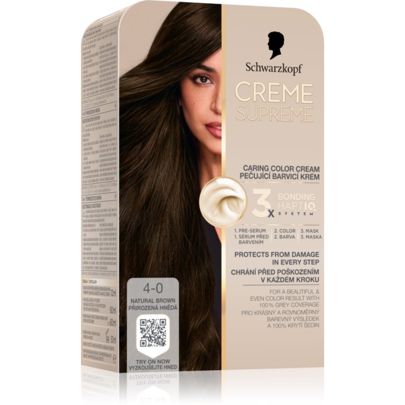Schwarzkopf Creme Supreme trwała farba do włosów odcień 4-0 Natural Brown 60 ml
