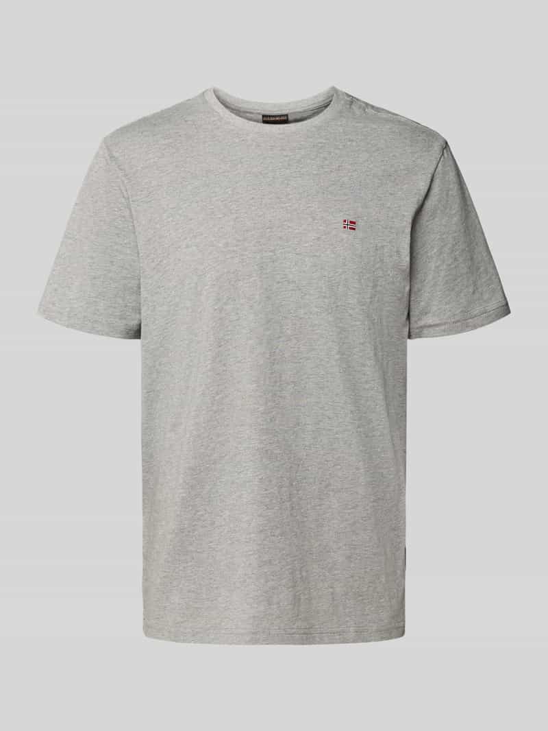 T-shirt z wyhaftowanym logo i okrągłym dekoltem