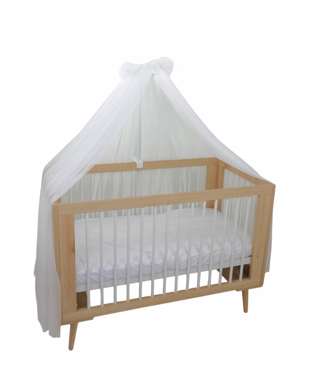 Baldachim tiulowy mocowany do łóżeczka wraz z stelażem ŚMIETANKOWY KOELL