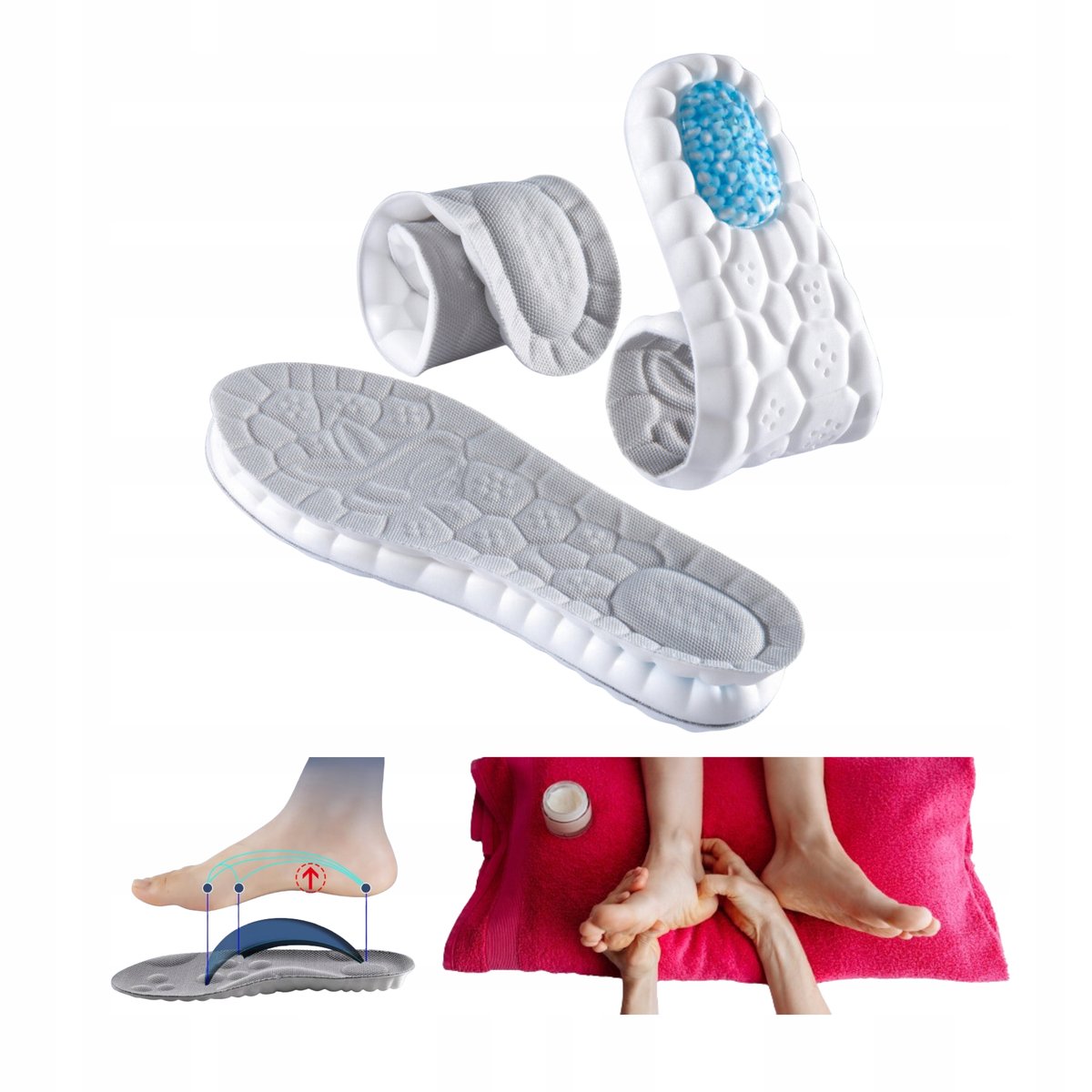 WKŁADKI DO BUTÓW AMORTYZUJĄCE ORTOPEDYCZNE ODDYCHAJĄCE ROZMIAR 43-44