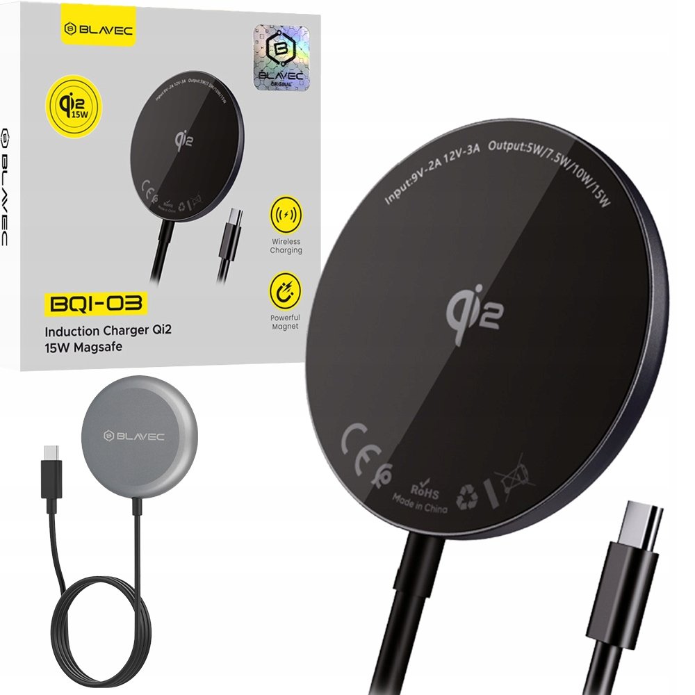 ŁADOWARKA INDUKCYJNA 2W1 Qi2 15W BEZPRZEWODOWA MAGSAFE NA TELEFON