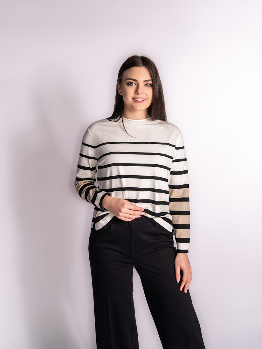 Damski sweter w paski biały Lovely Sisters r.44