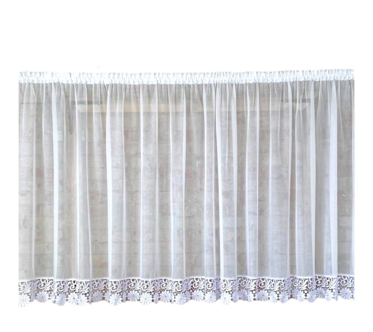 Firana gotowa 300x140,prosta,woal,gip.Kwiat 15 cm