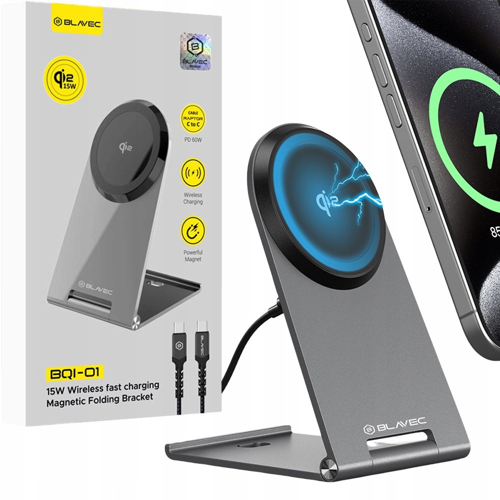 ŁADOWARKA INDUKCYJNA 2W1 Qi2 15W MAGSAFE NA TELEFON + KABEL USB-C