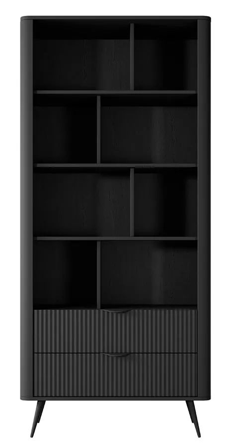 Czarny nowoczesny regał z szufladami - Nook 3X