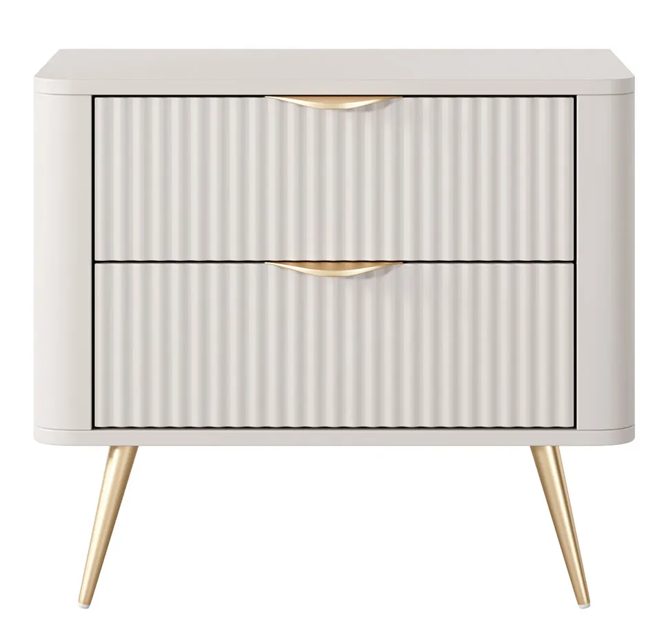 Beżowa szafka nocna na złotych nóżkach - Nook 10X