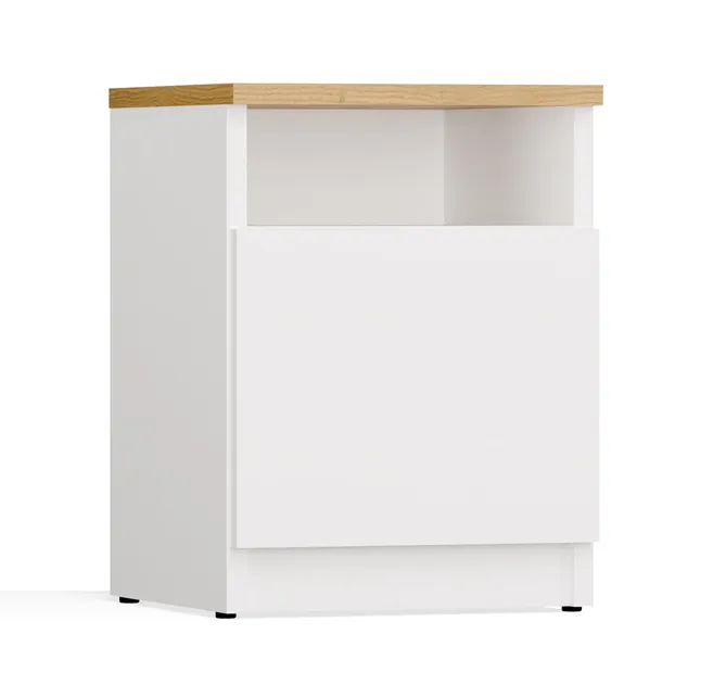 Szafka nocna do sypialni biała + dąb artisan - Tesox