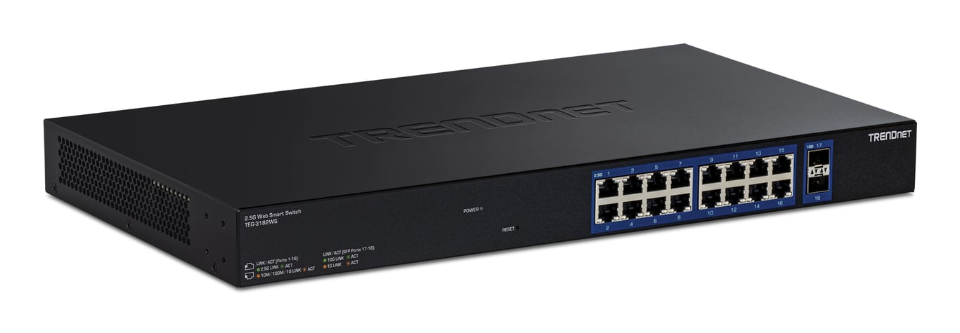 Trendnet 18-PORT MULTI-GIG WEB SMART - Switch Zarządzany 2.5G Ethernet (100/1000/2500) 1U Czarny