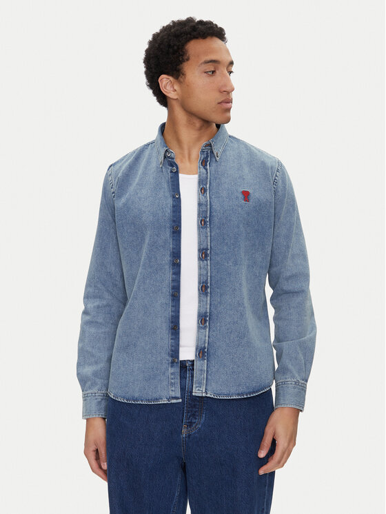 AMI PARIS Koszula jeansowa USH063.DE0056 Niebieski Regular Fit