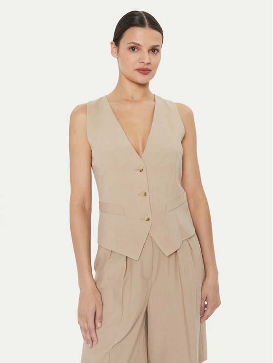 ViCOLO Kamizelka TB1569 Beżowy Regular Fit