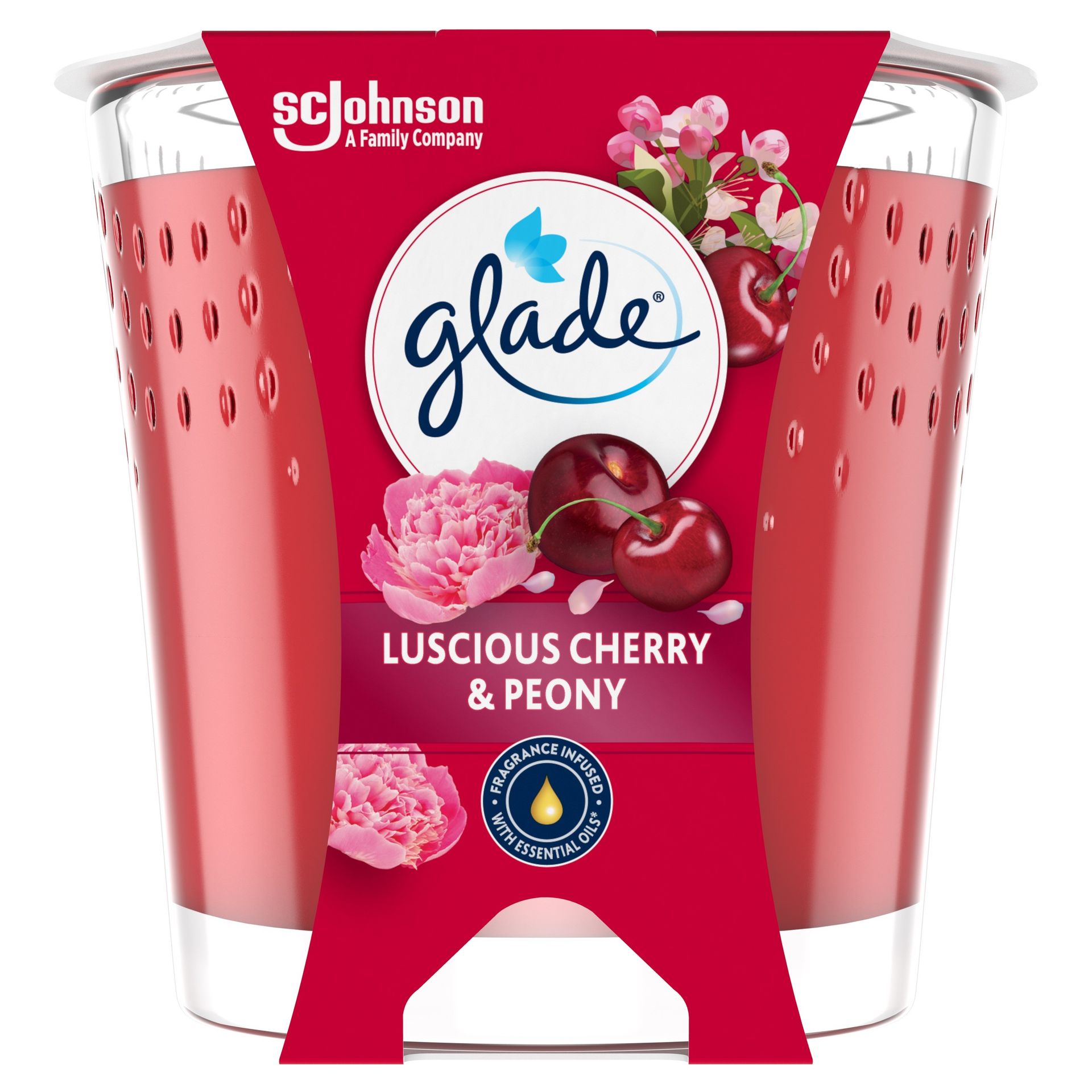 Owocowo-kwiatowa świeca zapachowa Glade Luscious Cherry & Peony 112 g