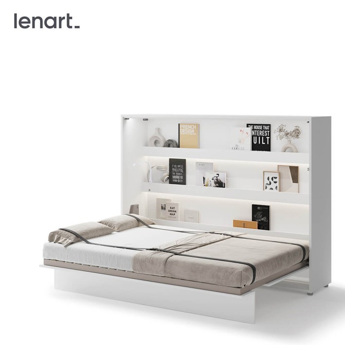 BED CONCEPT BC-04p - półkotapczan poziomy 140 - biały połysk