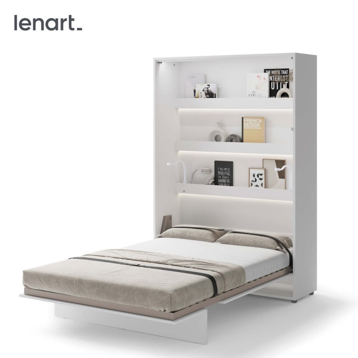 BED CONCEPT BC-01p - półkotapczan pionowy 140 - biały połysk