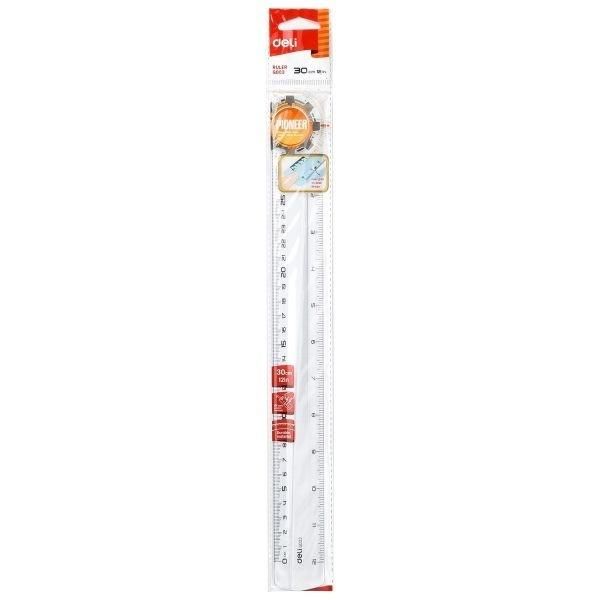 Deli Linijka 30cm Pioner przeźroczysta