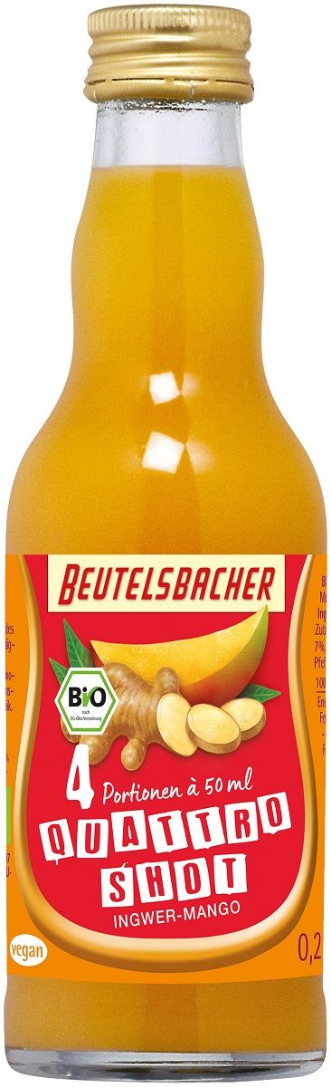Beutelsbacher Shot na odporność jabłko - mango - imbir - kurkuma - acerola 200 ml Bio - żywność