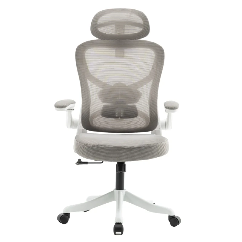 Fotel biurowy ergonomiczny obrotowy siateczkowy krzesło szaro-biały