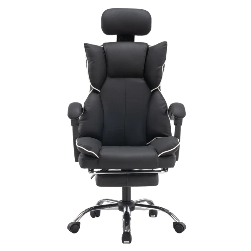 Fotel ergonomiczny biurowy obrotowy z podnóżkiem czarny Office