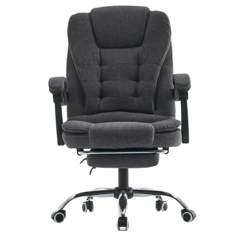 Fotel biurowy materiałowy z podnóżkiem ciemny szary Comfort