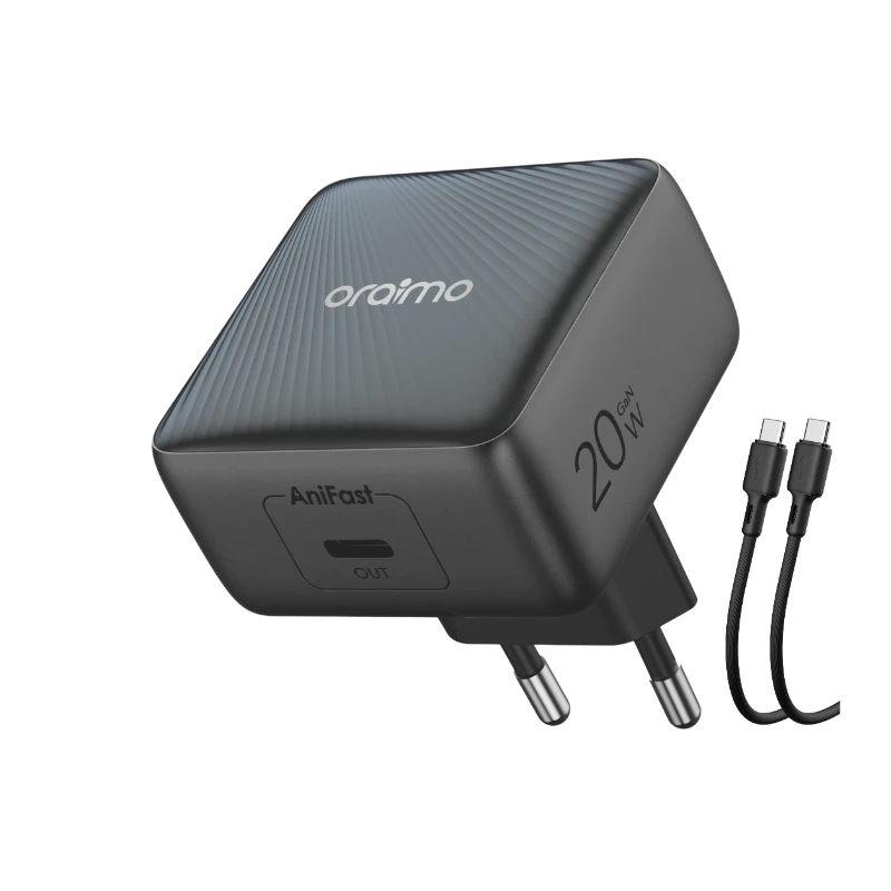 Oraimo ładowarka sieciowa 20 Chic Czarna GaN 20W kabel USB-C