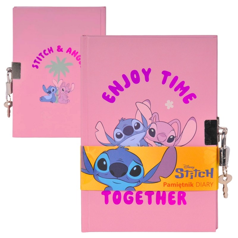Paso Pamiętnik Z Kłódką Stitch i Angel