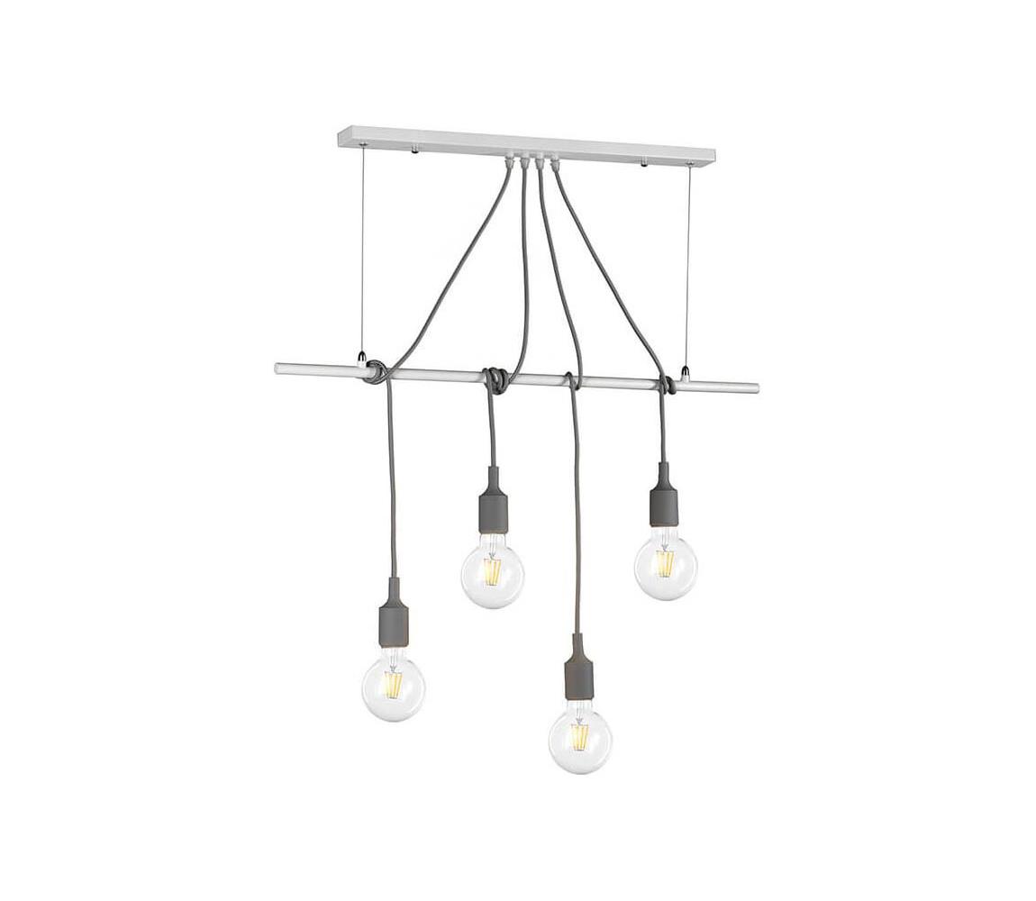 ONLI - Żyrandol na lince WIRE 4xE27/15W/230V szary/biały