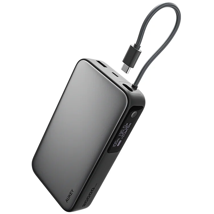Aukey Powerbank 20000 mAh o mocy 100W z wbudowanym kablem USB-C PB-Y48 Spark Sling 20000