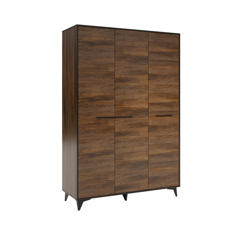 Szafa ubraniowa Shiran Walnut trzydrzwiowa 135 × 51 × 201 cm