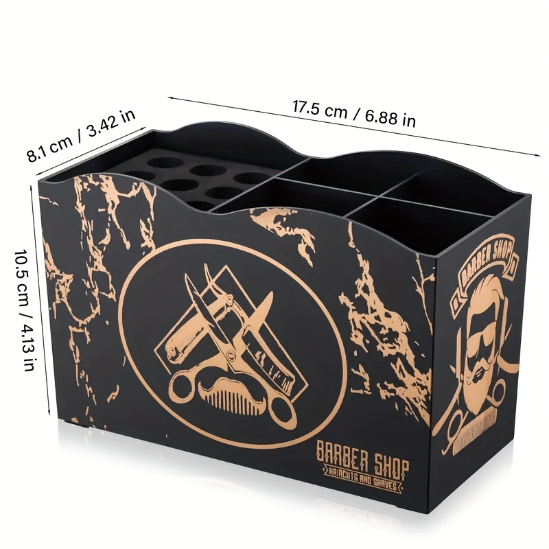 TEMU Organizer narzędzi do fryzjerki - Unisex-dorosły Salon-Themed Storage Rack do noży, grzebieni, klipsów i akcesoriów z wzorem marmuru, czarny i