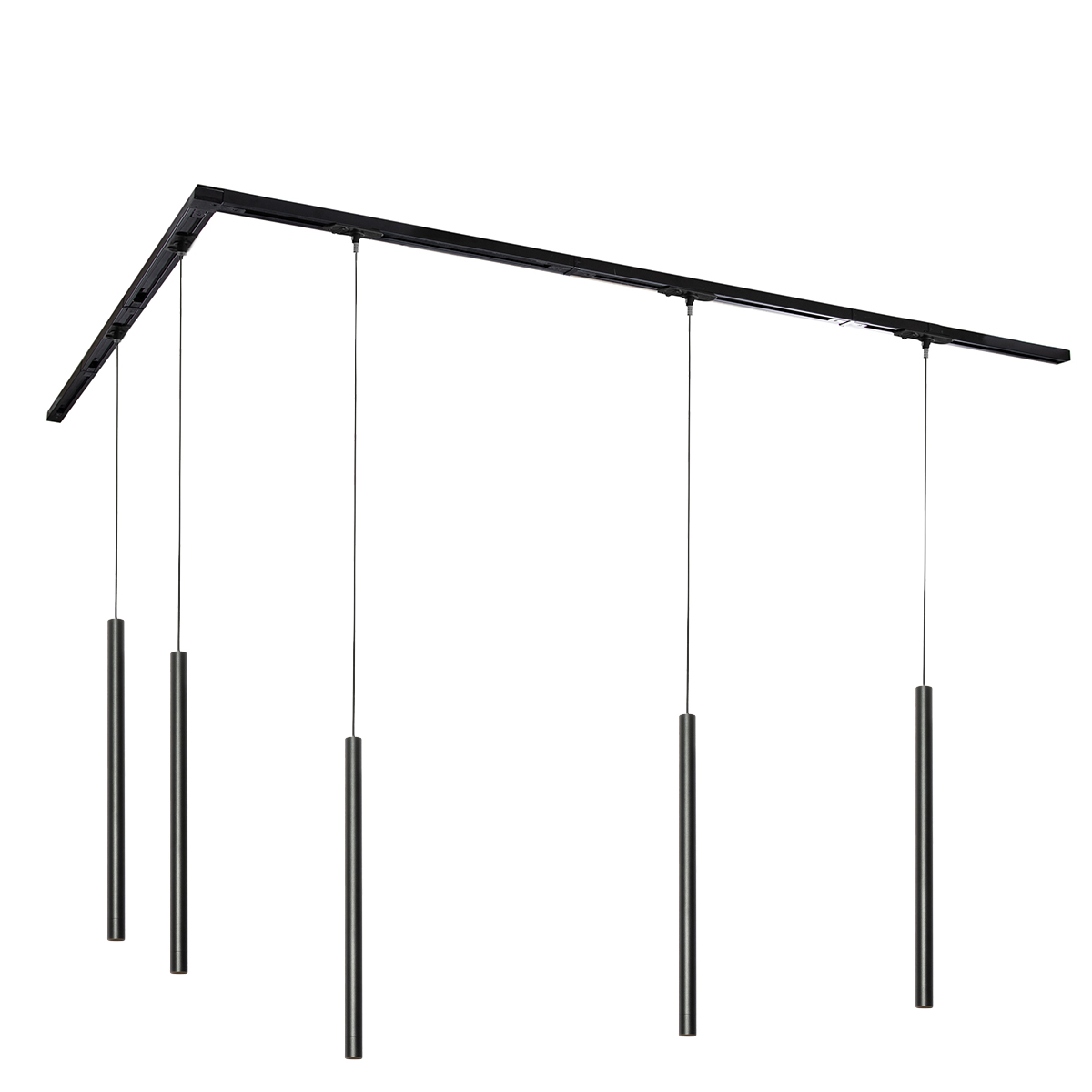 QAZQA Nowoczesny system oświetlenia szynowego z 5 lampami wiszącymi czarny 1-fazowy - Iconic Frini