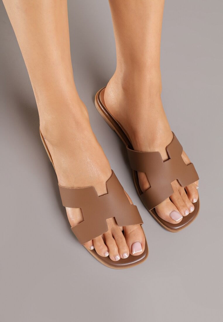 Brązowe Klapki Vices z Geometryczną Cholewką Arlemia