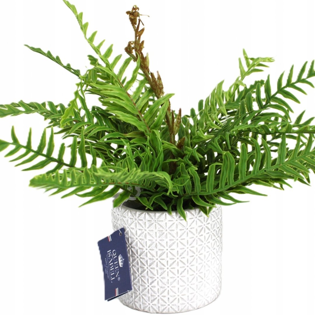 SZTUCZNA PAPROĆ W DEKORACYJNEJ CERAMICZNEJ DONICZCE