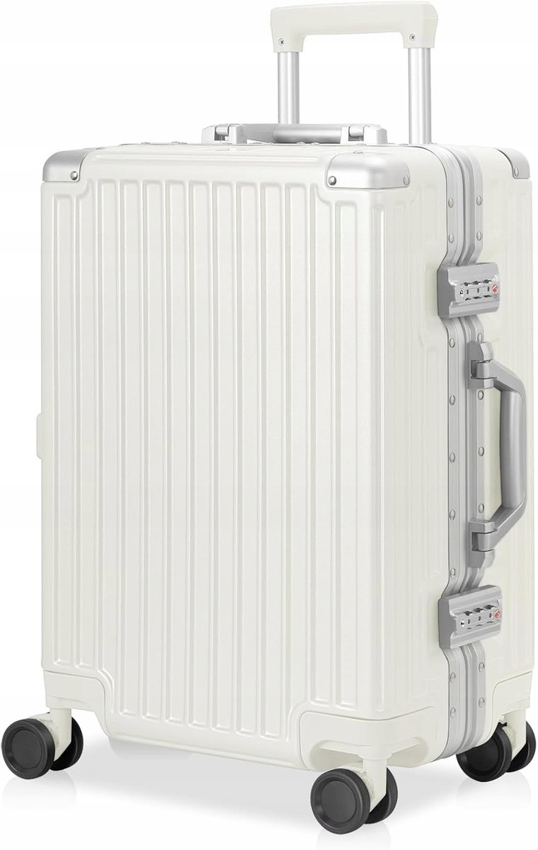 Walizka AnyZip PC ABS 38L TSA, aluminiowa rama, biała, 4 kółka