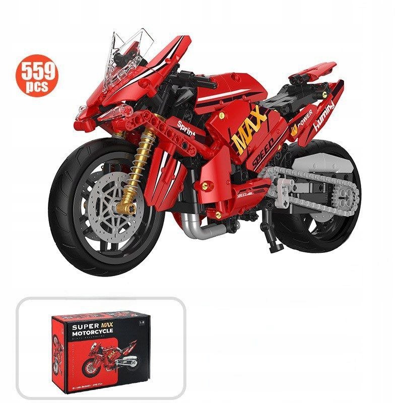 ZESTAW KLOCKÓW KONSTRUKCYJNYCH MOTOCYKL SPORTOWY KOLOR CZERWONY 559EL