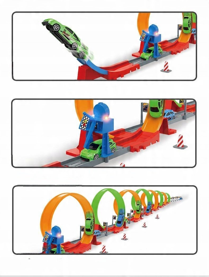 EKSTREMALNY TOR WYŚCIGOWY SAMOCHODOWY 4 OKRĄŻENIA + 2 AUTKA W ZESTAWIE