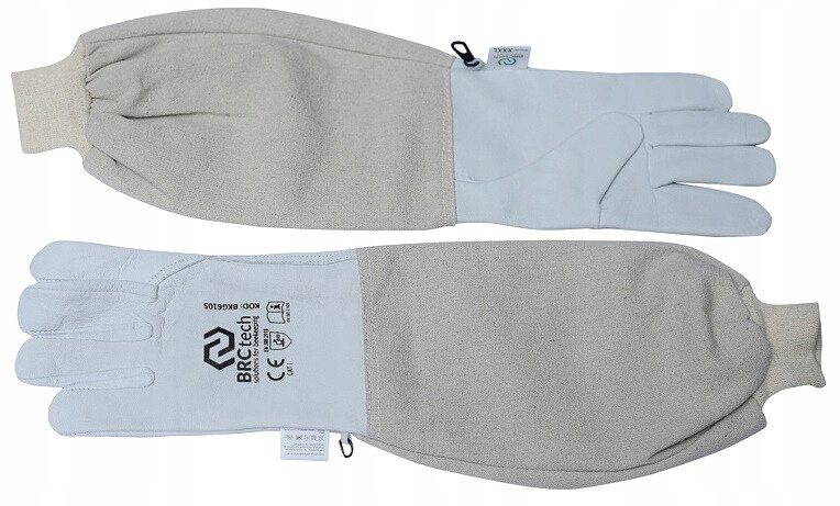 Rękawice Pszczelarskie Skórzane długie ze ściągaczem BRCtech XXXL 12 szare