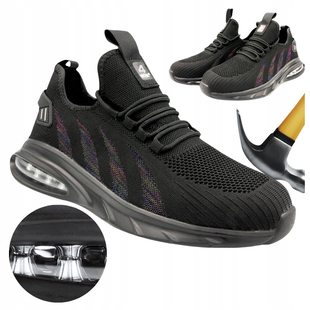 Buty męskie robocze SNEAKERSY czarne Oddychające z Noskiem BHP Lekkie r. 42