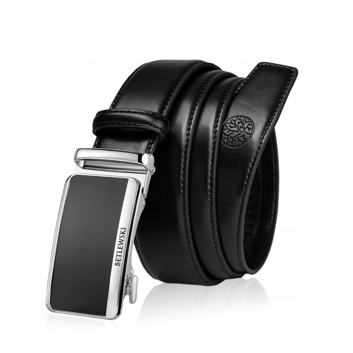 BETLEWSKI C35-BL CZARNY 100 Skórzany pasek męski ELITE