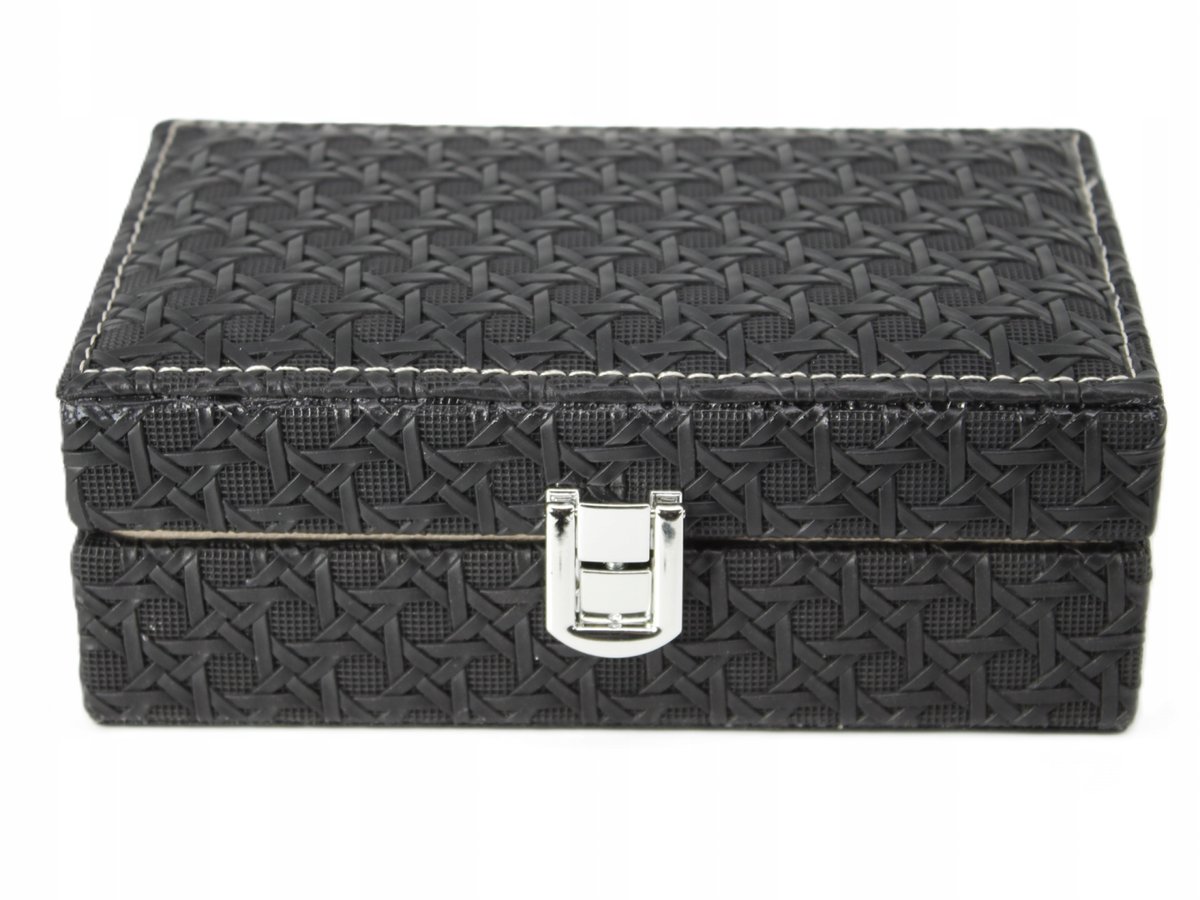 ELEGANCKA CZARNA SZKATUŁKA NA BIŻUTERIĘ Z LUSTERKIEM