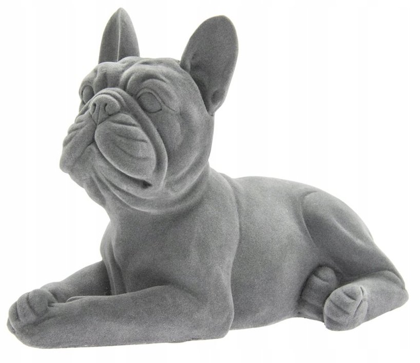 FIGURKA PIES BULDOG FRANCUSKI W POZYCJI LEŻĄCEJ - ELEGANCKA DEKORACJA