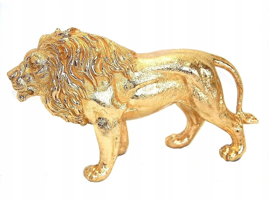 ELEGANCKA ZŁOTA FIGURKA LWA