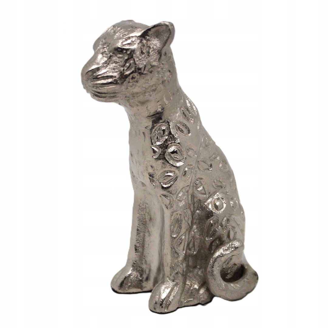 Figurka Dekoracyjna Metalowa Gepard Srebrny