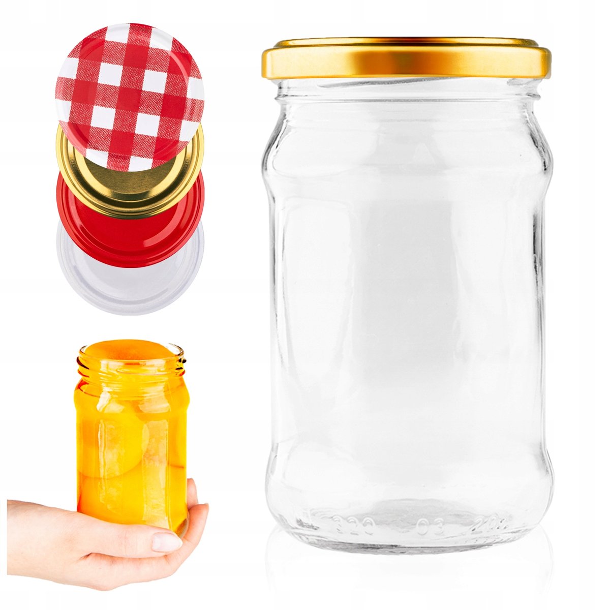 SŁOIK NA MIÓD DŻEM OGÓRKI PRZETWORY POWIDŁA SOSY SZKLANY 320 ml Z ZAKRĘTKĄ