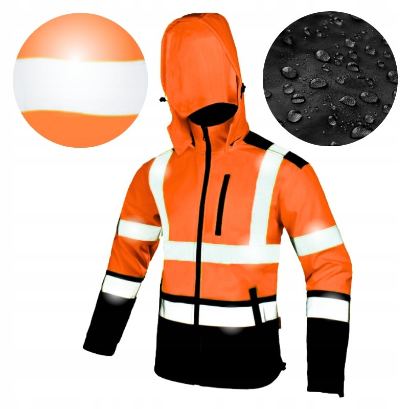 Kurtka robocza męska SOFTSHELL WODOODPORNA Odblaskowa Ciepła z Kapturem L
